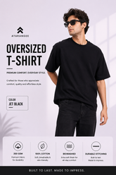 Jet Black Plain T-Shirt for Men | Oversized T-Shirt | Atarangee