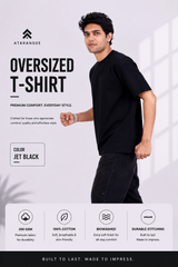 Jet Black Plain T-Shirt for Men | Oversized T-Shirt | Atarangee