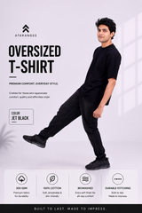 Jet Black Plain T-Shirt for Men | Oversized T-Shirt | Atarangee