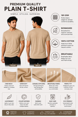 Premium Beige Plain T-Shirt | 180 GSM | 100% Cotton