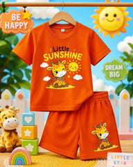 Little Sunshine | Kids Cord Set | T-shirt + Half Pant | Ataranngee