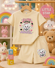 Cute Little Angel Kids Cord Set | T-shirt + Half Pant | Ataranngee