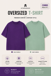 Rich Purple + Mint Green Oversized T-Shirt Combo | Atarangee