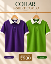 Premium Collar T-Shirt Combo | Purple & Green | Atarangee
