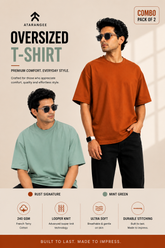 Rust Signature + Mint Green Oversized T-Shirt Combo | Atarangee