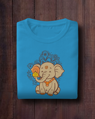 Cute Elephant with Modak – Kids Marathi T-Shirt | Atarangee