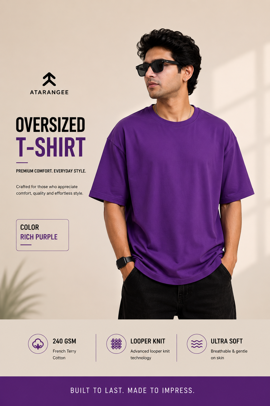 Rich Purple | Oversize T-Shirt | Atarangee