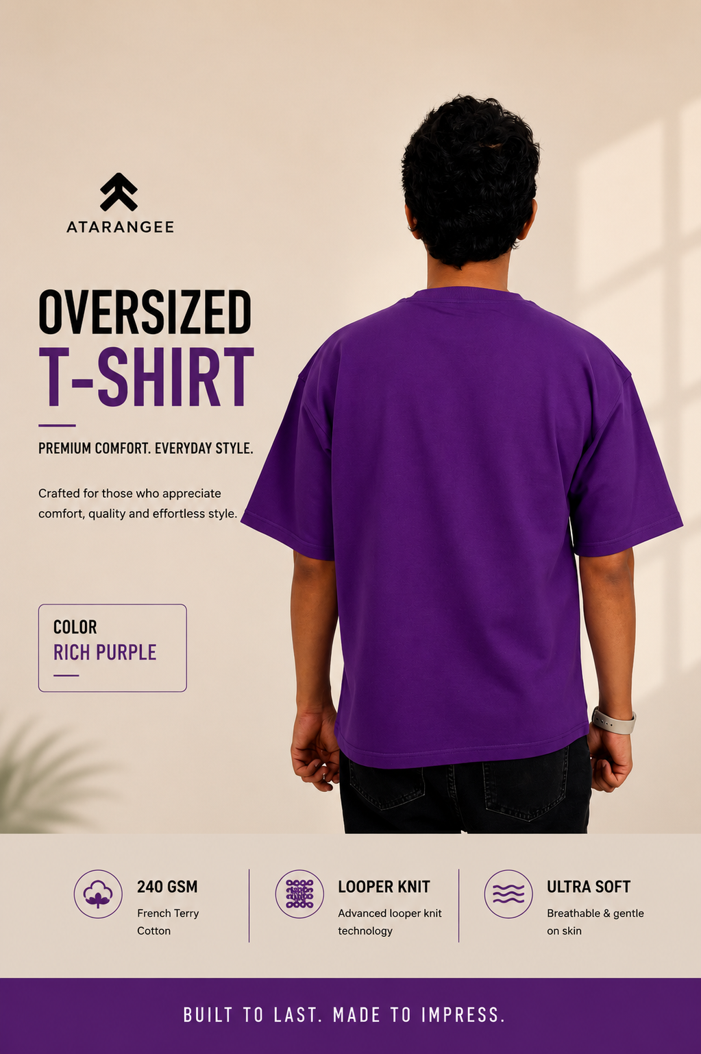 Rich Purple | Oversize T-Shirt | Atarangee