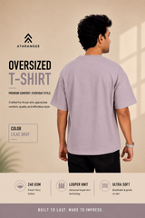 Lilac Gray Plain T-Shirt for Men | Oversized T-Shirt | Atarangee