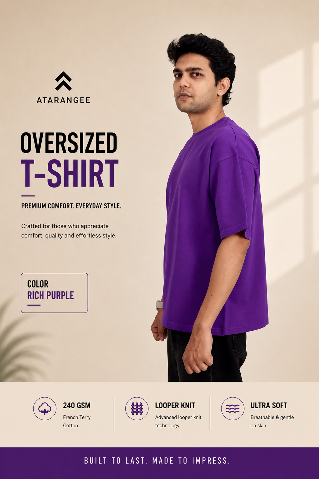 Rich Purple | Oversize T-Shirt | Atarangee
