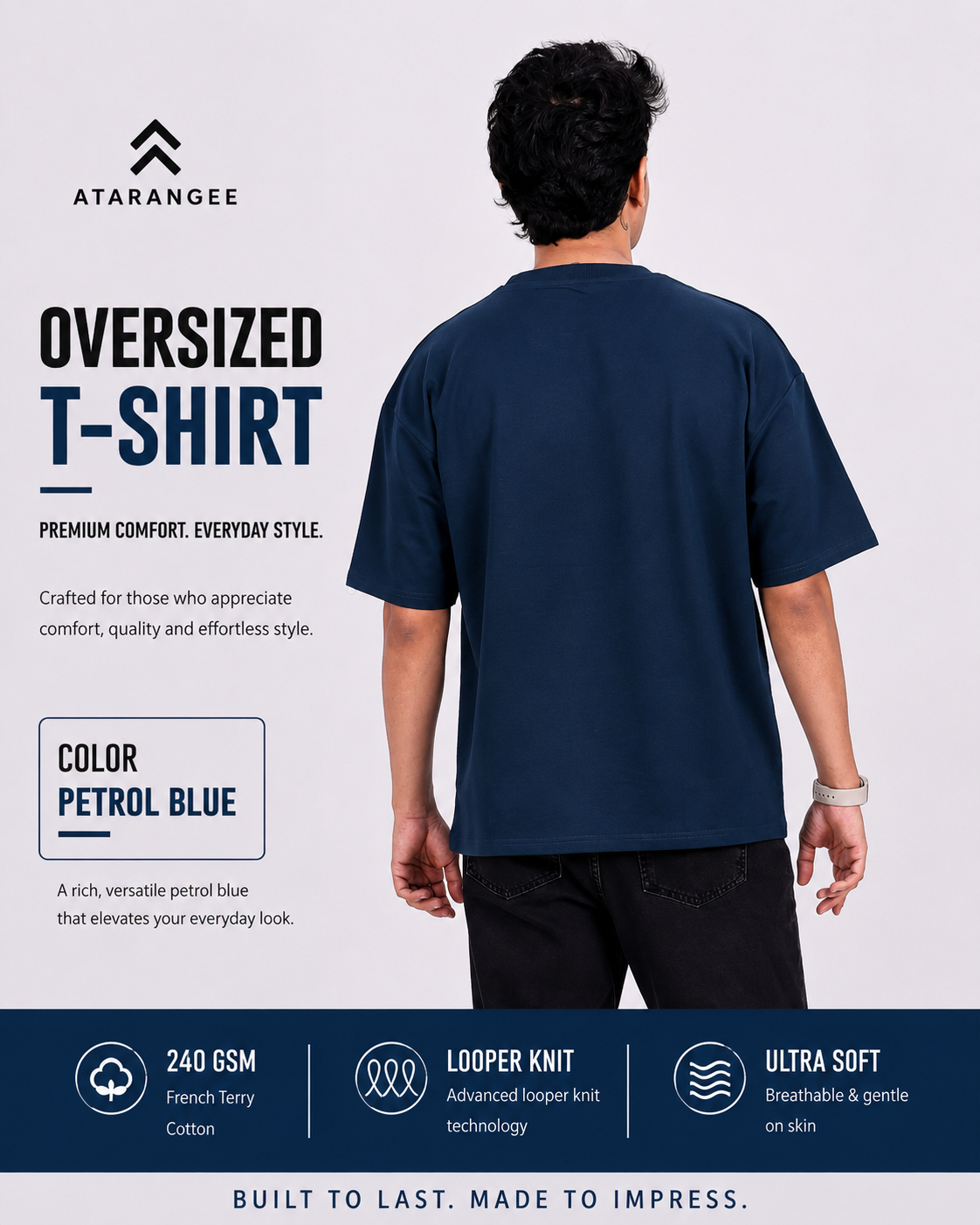 Petrol Blue | Oversize T-Shirt | Atarangee