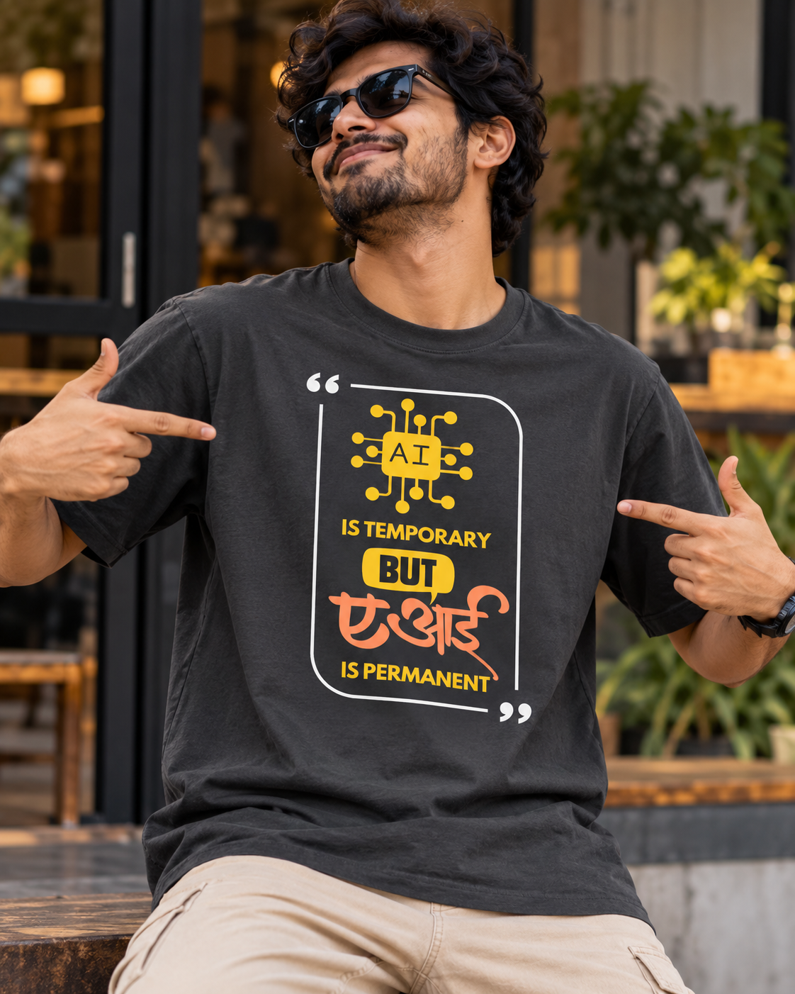 AI Is Temporary But ए आई Is Permanent – Marathi T-Shirt | Unisex | Atarangee