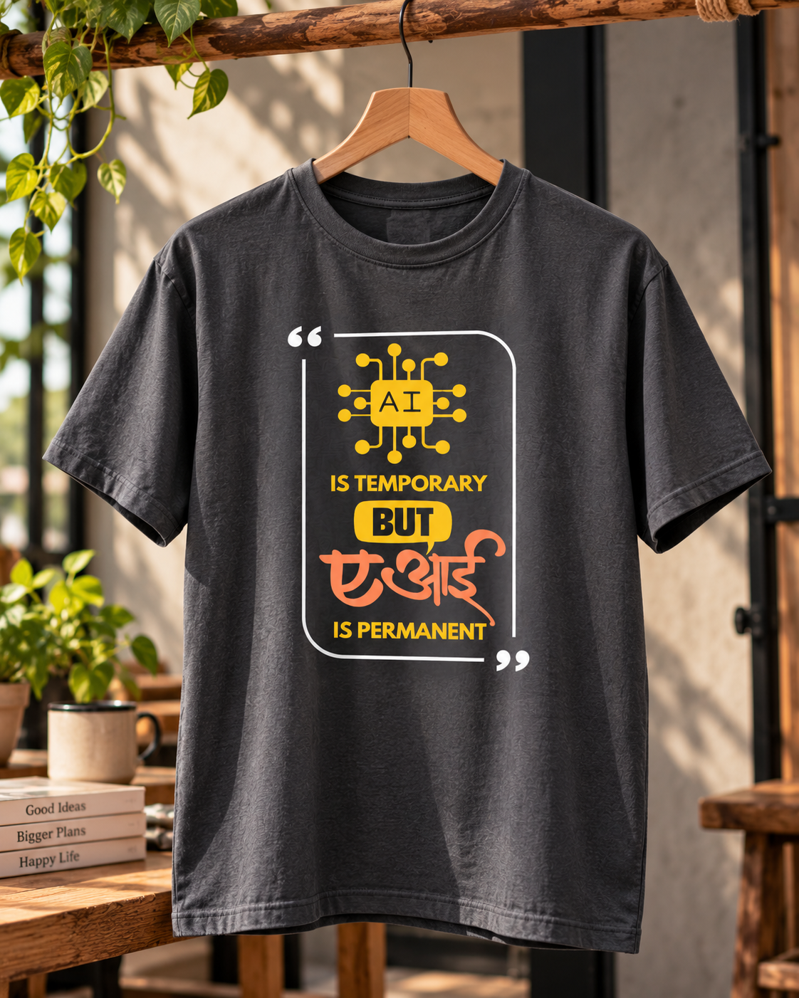 AI Is Temporary But ए आई Is Permanent – Marathi T-Shirt | Unisex | Atarangee