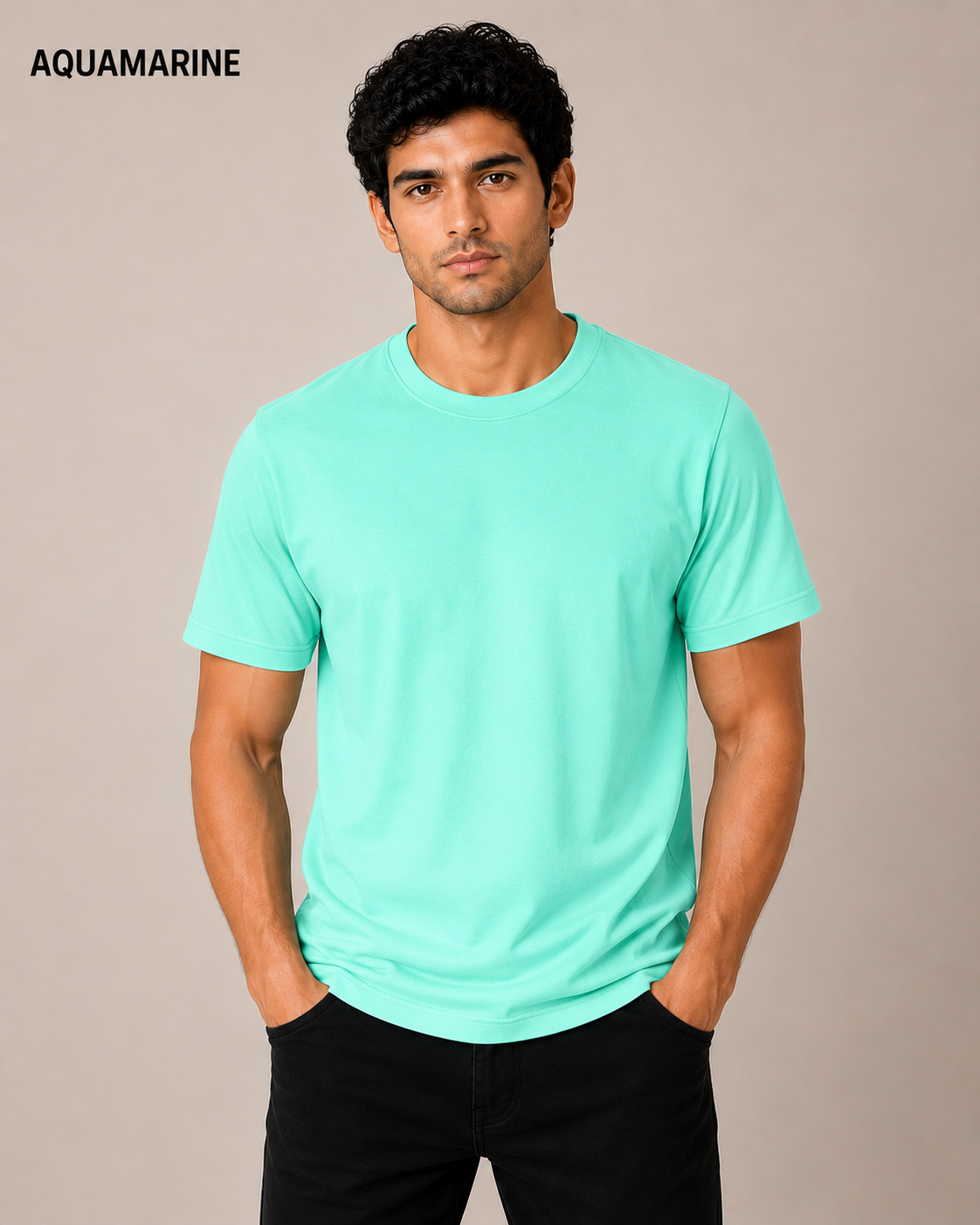 Premium Aquamarine  Plain T-Shirt | 180 GSM | 100% Cotton