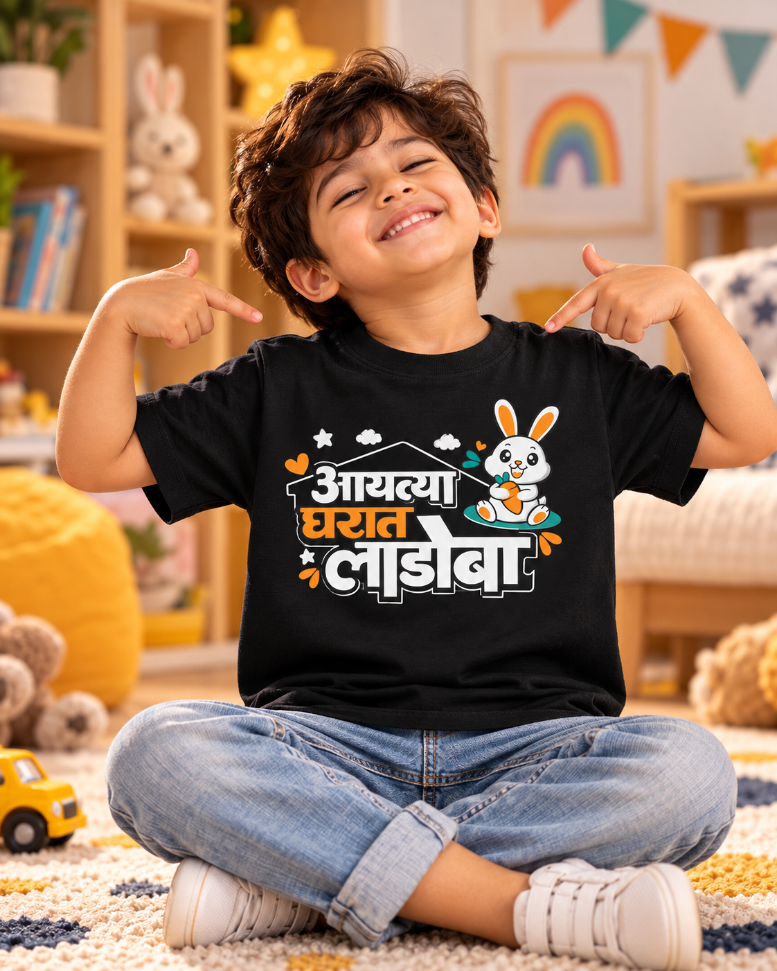 Aaytya Gharat Ladoba – Kids Marathi T-Shirt | Atarangee