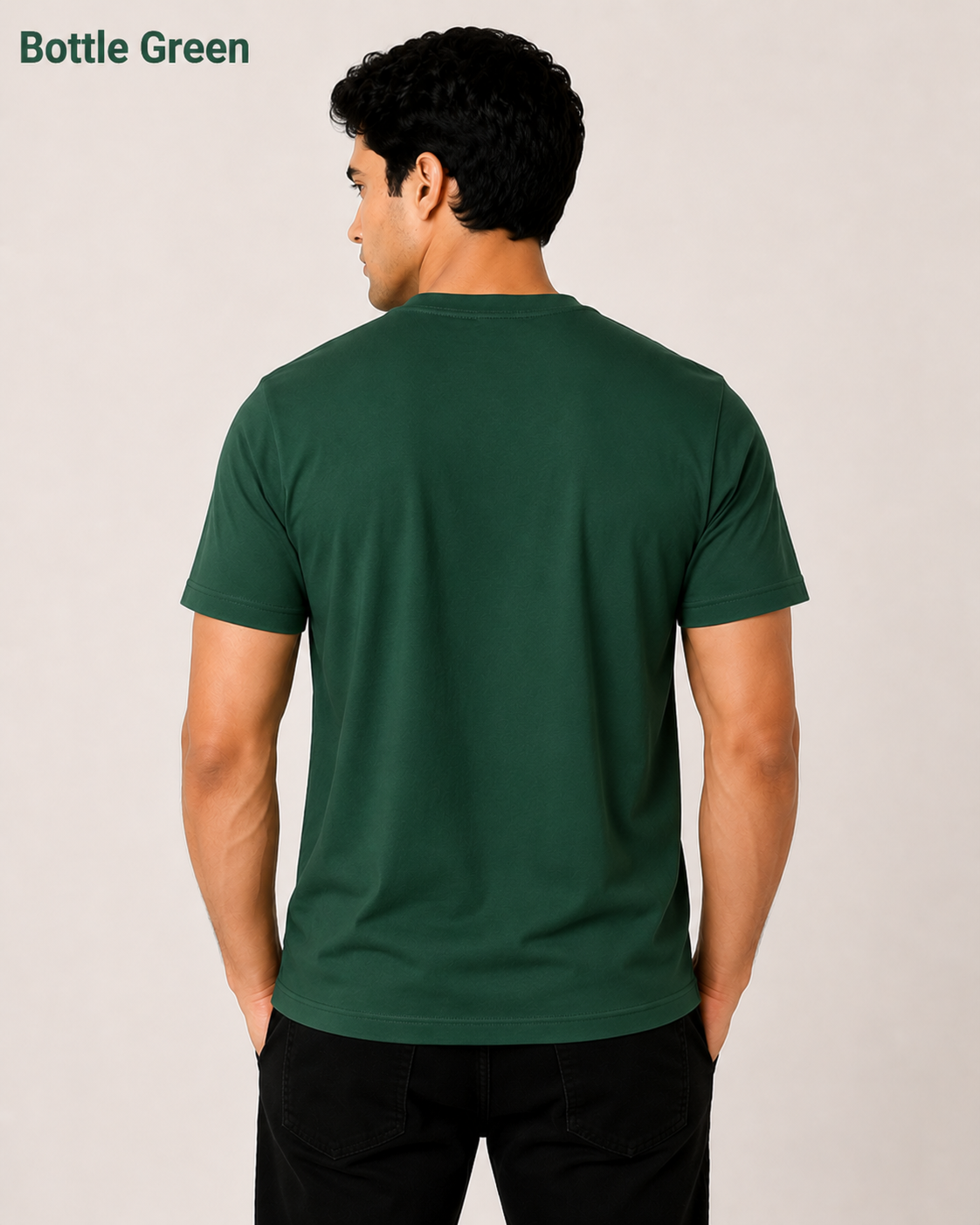 Premium Bottle Green Plain T-Shirt | 180 GSM | 100% Cotton
