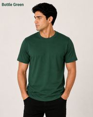Premium Bottle Green Plain T-Shirt | 180 GSM | 100% Cotton