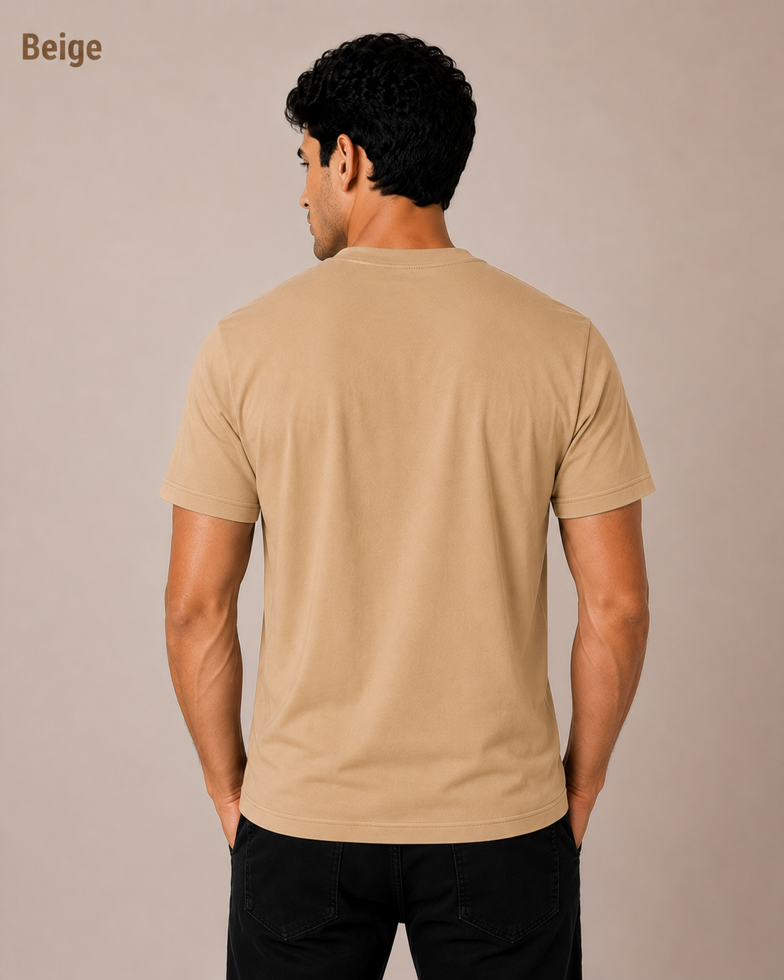 Premium Beige Plain T-Shirt | 180 GSM | 100% Cotton
