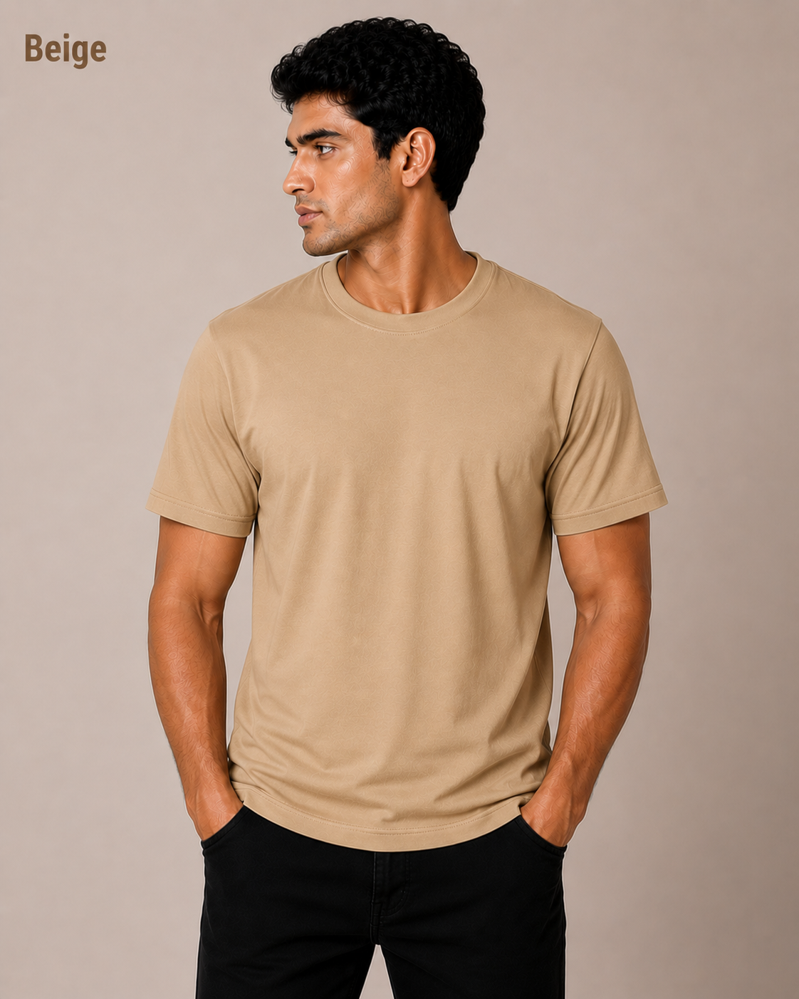 Premium Beige Plain T-Shirt | 180 GSM | 100% Cotton