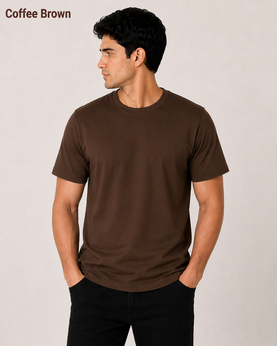 Premium Coffee Brown Plain T-Shirt | 180 GSM | 100% Cotton