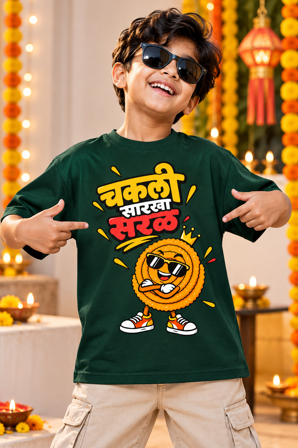 Chakali Sarkha Saral | Kids Diwali T-Shirt | Atarangee