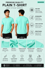 Premium Aquamarine  Plain T-Shirt | 180 GSM | 100% Cotton