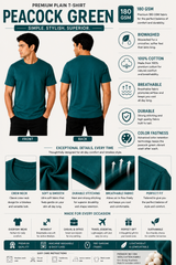 Premium Peacock Green Plain T-Shirt | 180 GSM | 100% Cotton