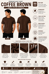 Premium Coffee Brown Plain T-Shirt | 180 GSM | 100% Cotton