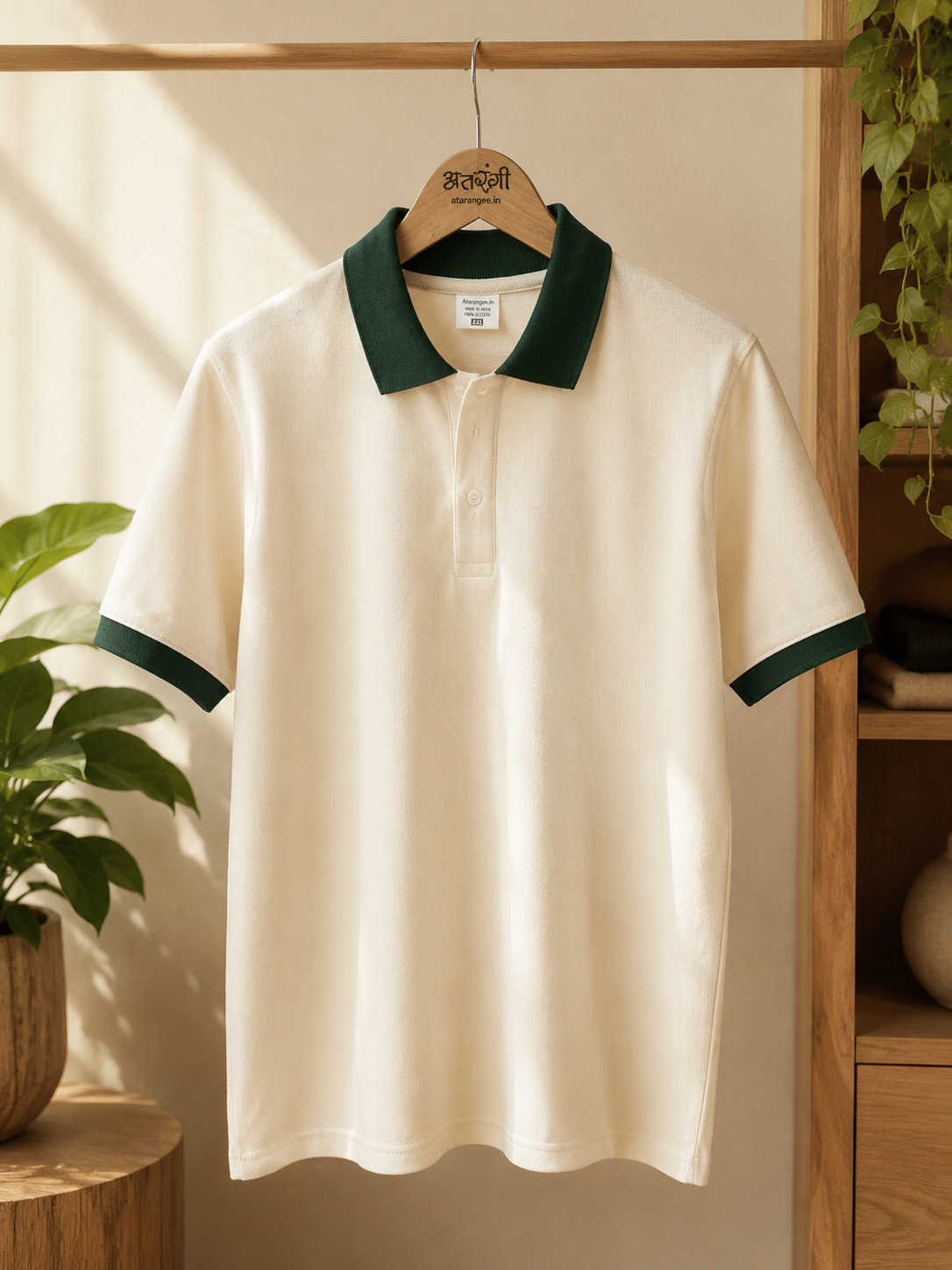 Premium Collar T-Shirt Combo | Cream & Green | Atarangee