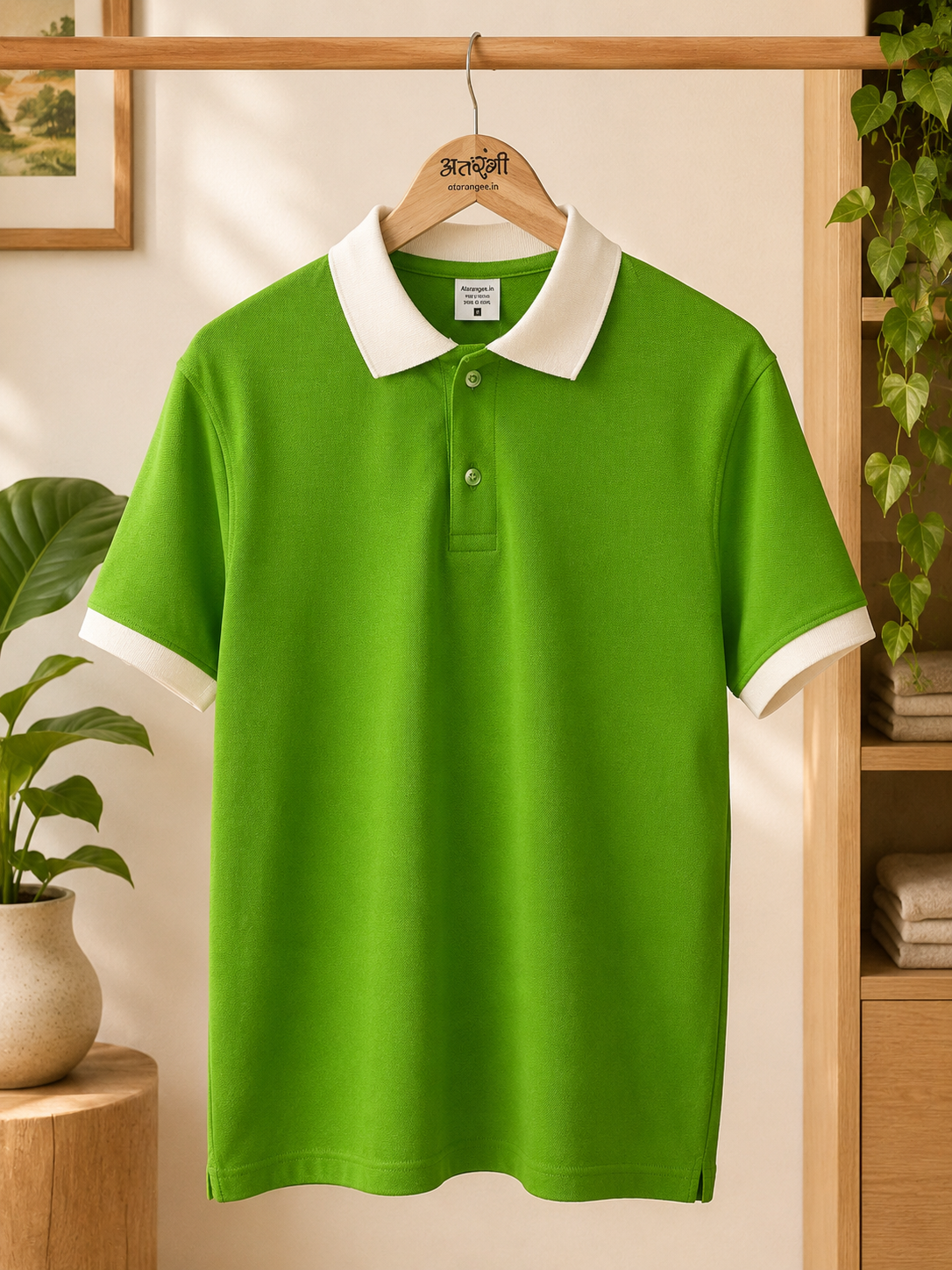 Premium Collar T-Shirt Combo | Cream & Green | Atarangee