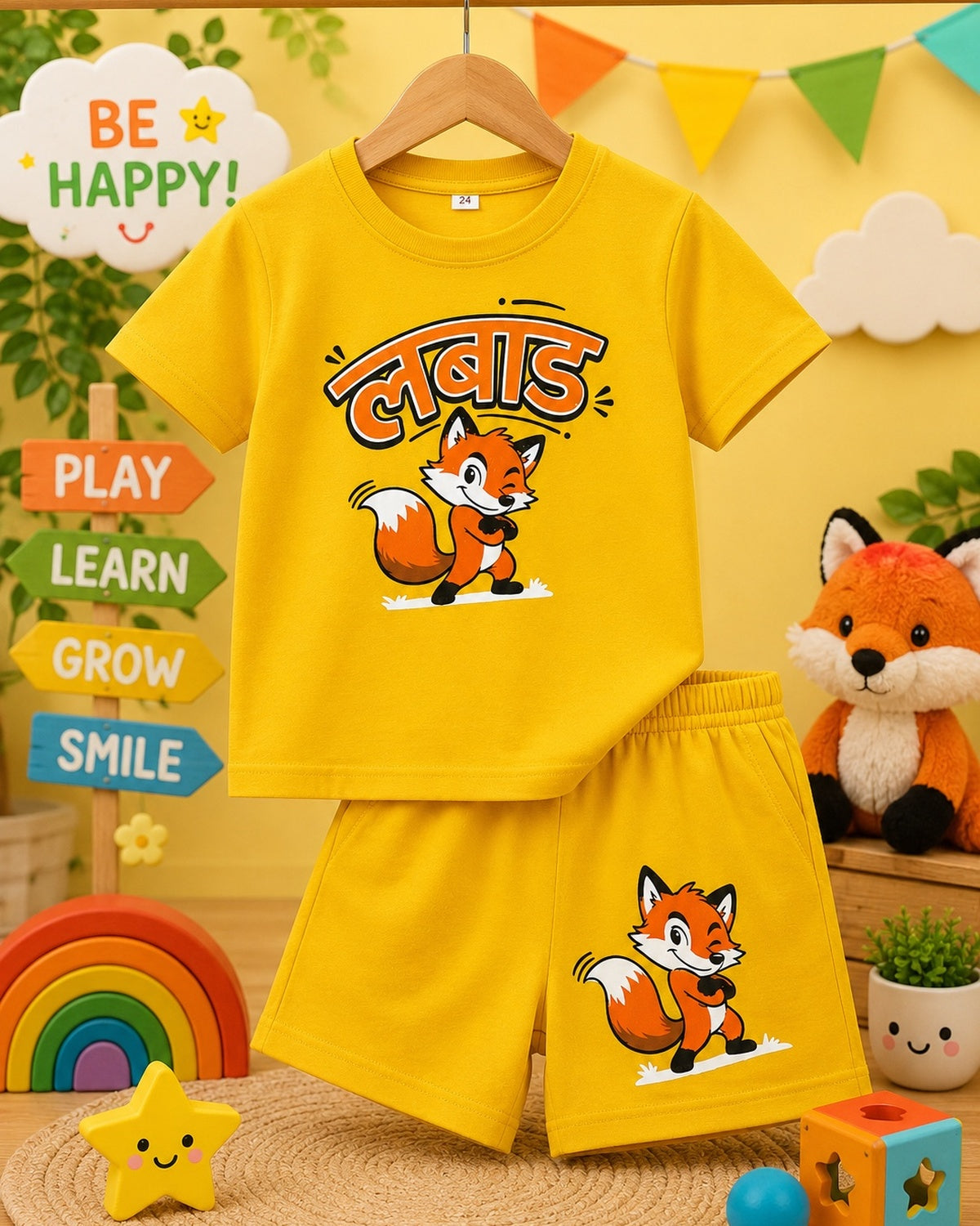 Labad Cute Kids Cord Set |  T-shirt + Half Pant | Ataranngee