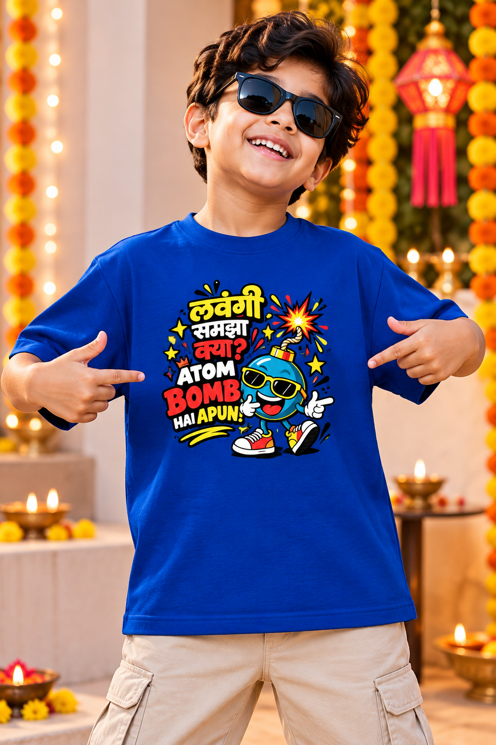 Lavangi Samja Kya, Atom Bomb Hai Apun | Kids Diwali T-Shirt | Atarangee
