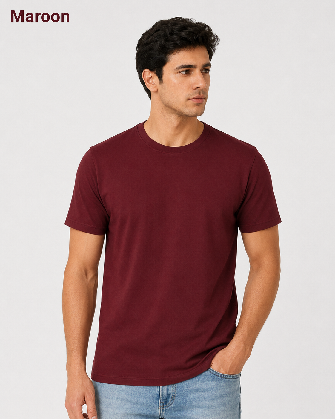Premium Maroon Plain T-Shirt | 180 GSM | 100% Cotton