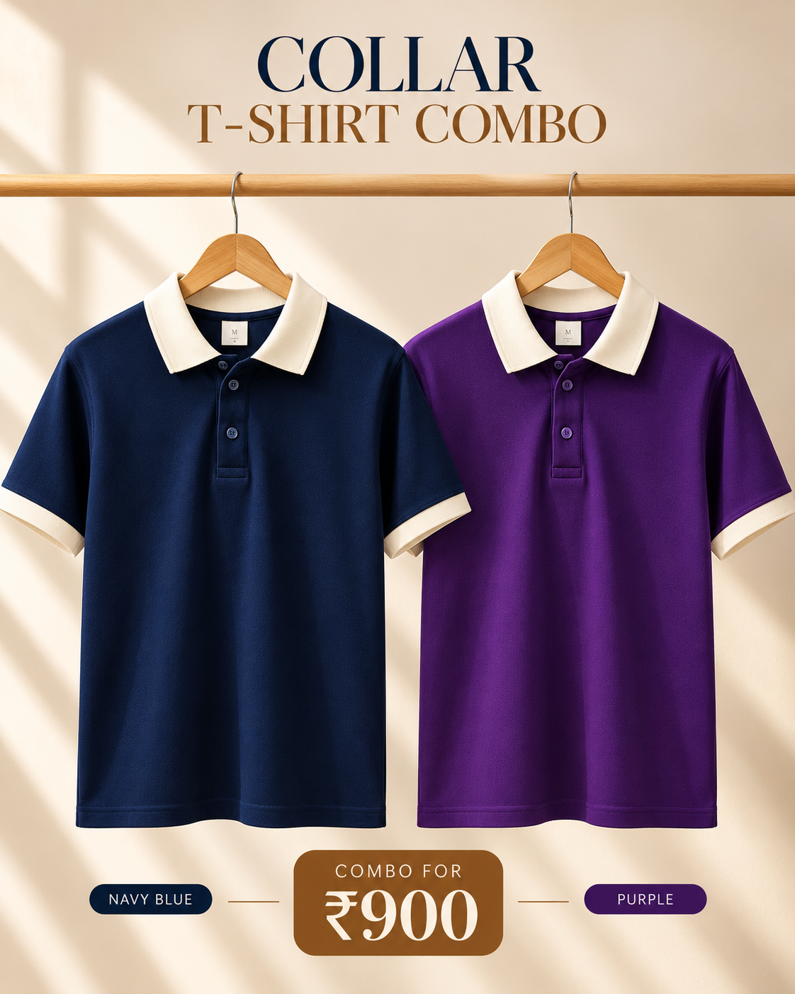 Premium Collar T-Shirt Combo | Navy Blue & Purple | Atarangee