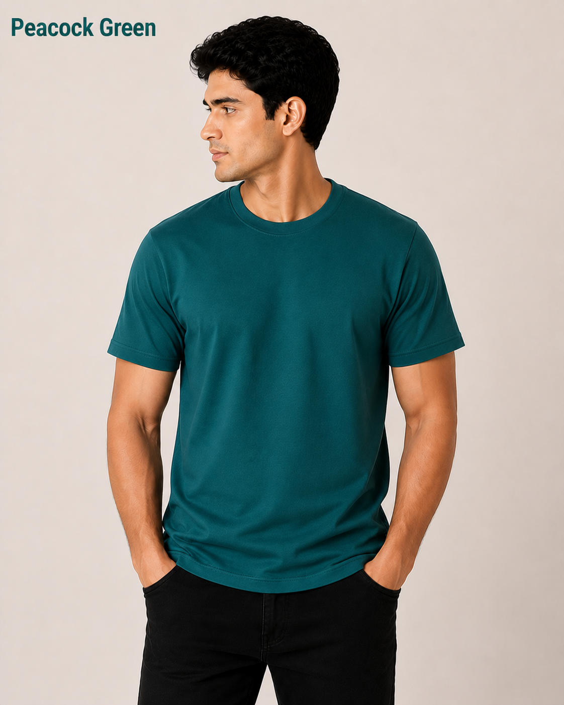 Premium Peacock Green Plain T-Shirt | 180 GSM | 100% Cotton