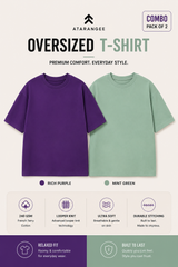 Rich Purple + Mint Green Oversized T-Shirt Combo | Atarangee
