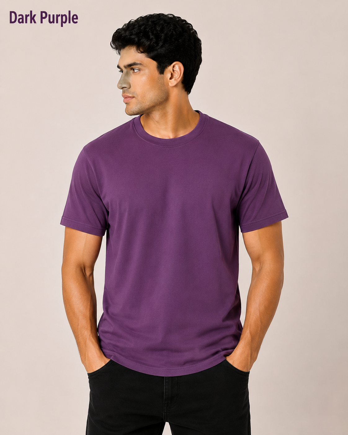 Premium Purple Plain T-Shirt | 180 GSM | 100% Cotton