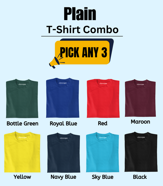 Pick any 3 - Unisex Plain Combo T-shirt