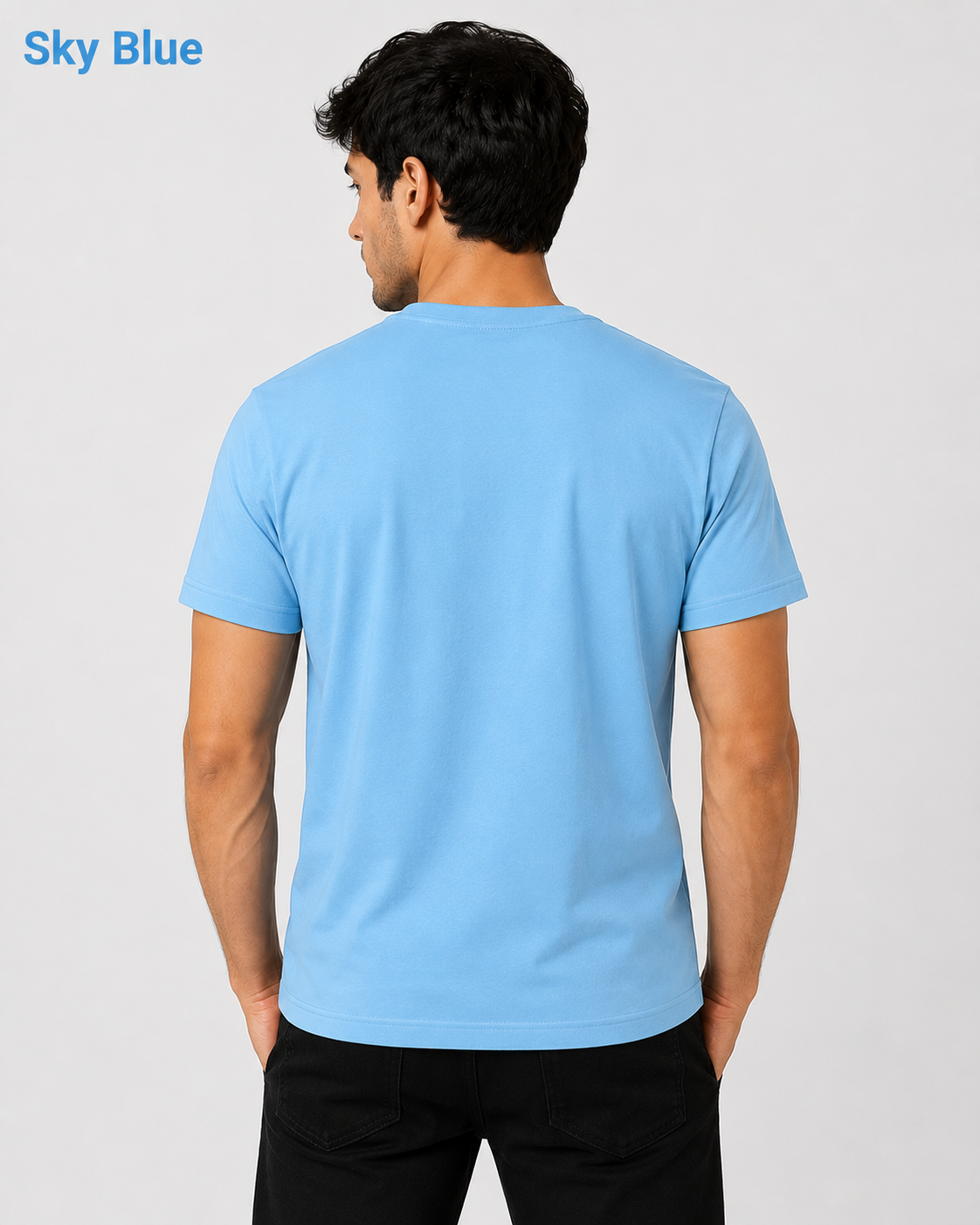 Premium Sky Blue Plain T-Shirt | 180 GSM | 100% Cotton