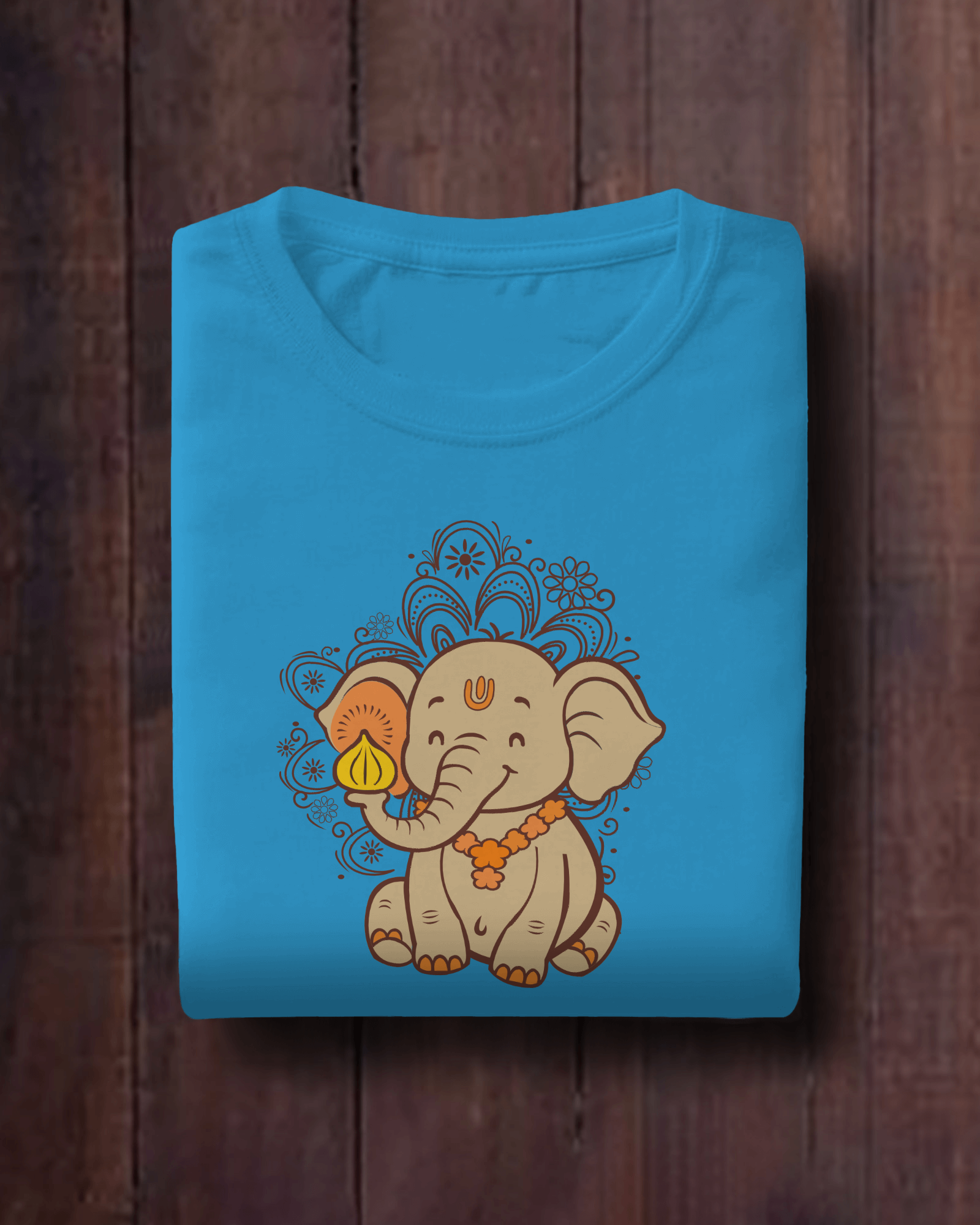 Cute Elephant with Modak – Kids Marathi T-Shirt | Atarangee